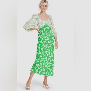 RIXO for Target Daisy Floral Long Sleeve Swing Green Dress Size 4